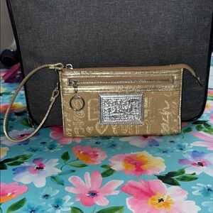 Coach Gold and Silver Wristlet